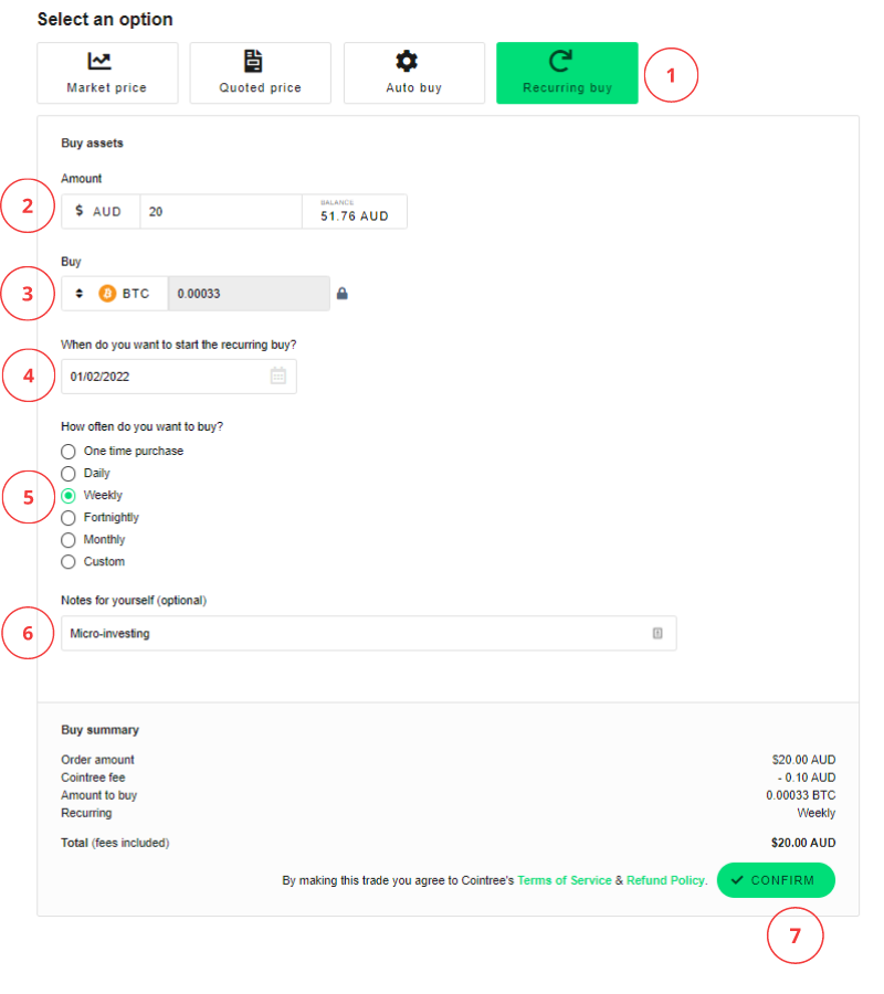 Micro-investing on Cointree